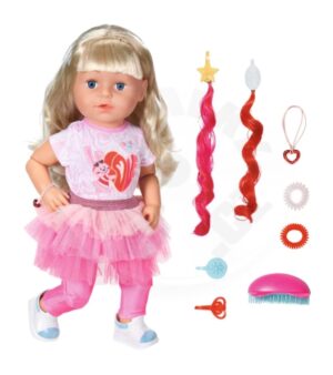 ZAPF BABY BORN Starší sestřička panenka blondýnka set s vlasovými doplňky
